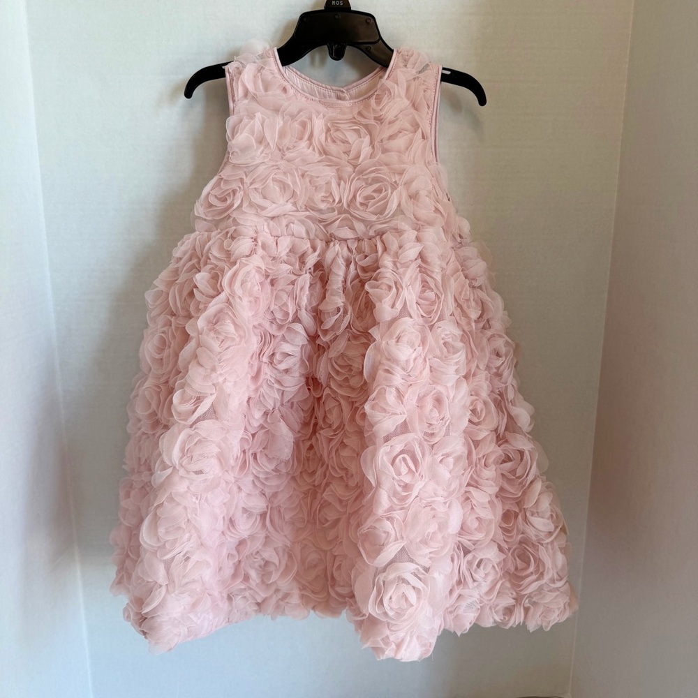 Elegant Pink Rosette Kids Dress 4T